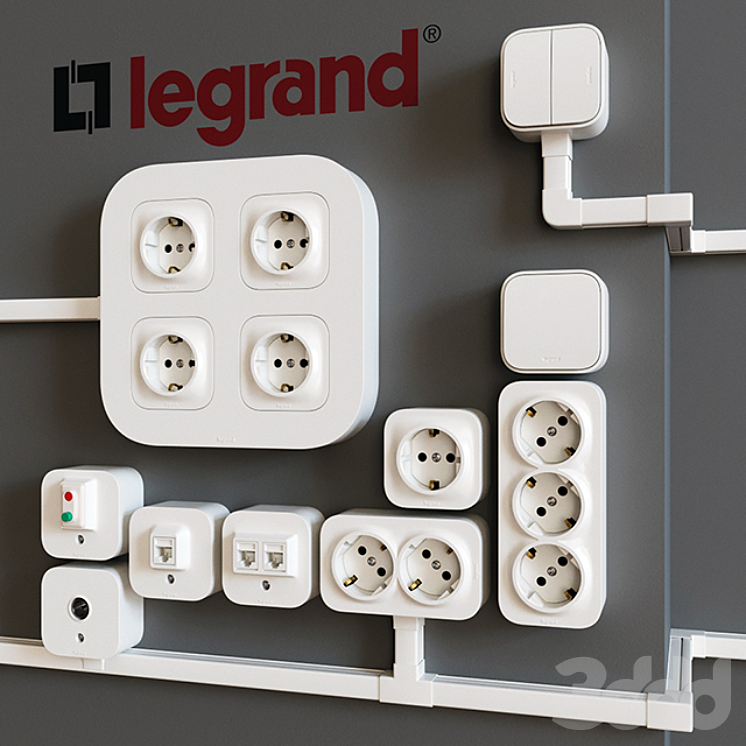 Накладные розетки Legrand Quteo (кабель-каналы Metra) - Разное - 3D модель