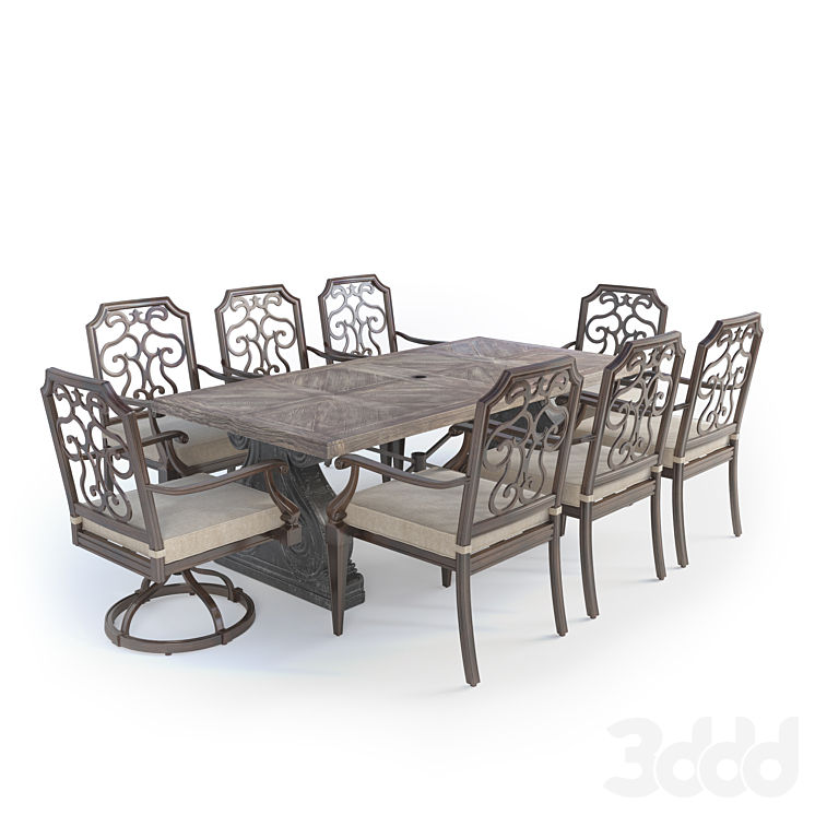 gabrielle dining set - Стол + стул - 3D модель