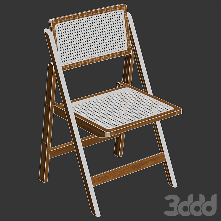 Zara Home The rattan and wood folding chair 3D