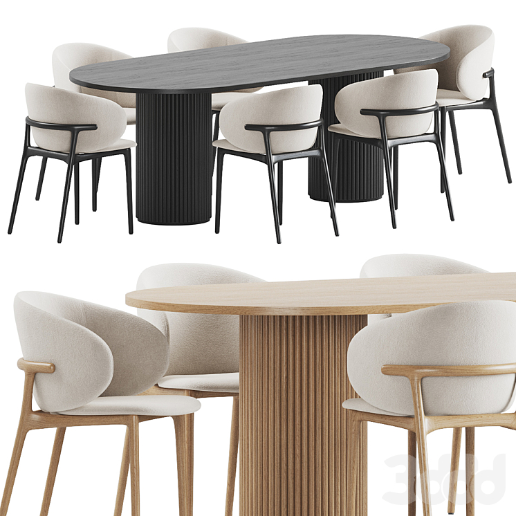Melam Chair Campbell Table Dining Set - Стол + стул - 3D модель