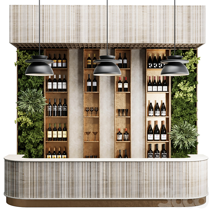 Cafe Rack Design Reception Desk for Restaurant and Caffe with cabinet wine rack set 09 ...