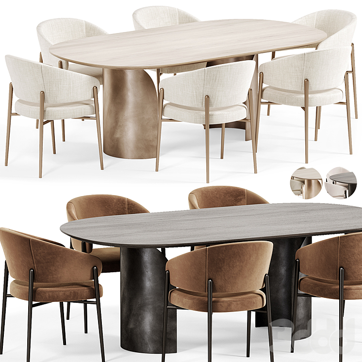 Linda Chair, Vida Table - Стол + стул - 3D модель