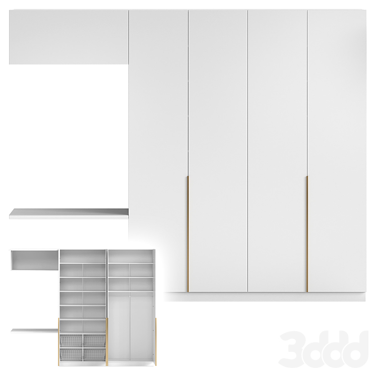 Минималистичный шкаф с системой хранения - Шкафы - 3D модель
