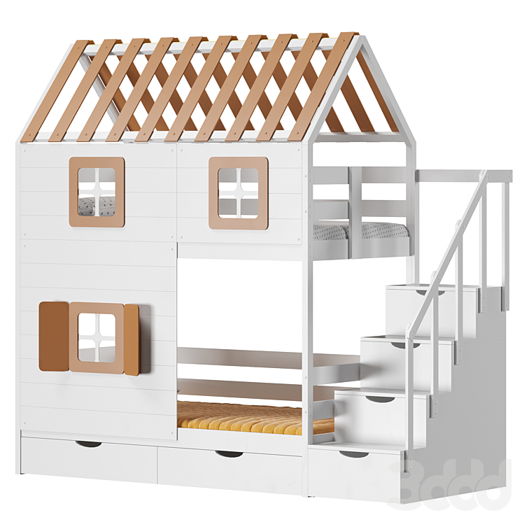 Двухъярусная кровать домик Tandem - Кровати - 3D модель