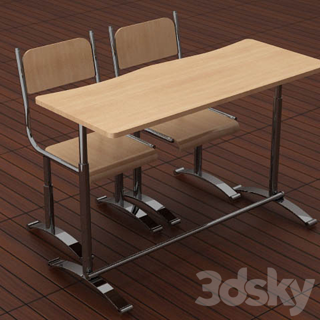 3d Models Table Chair School Desk And Chairs