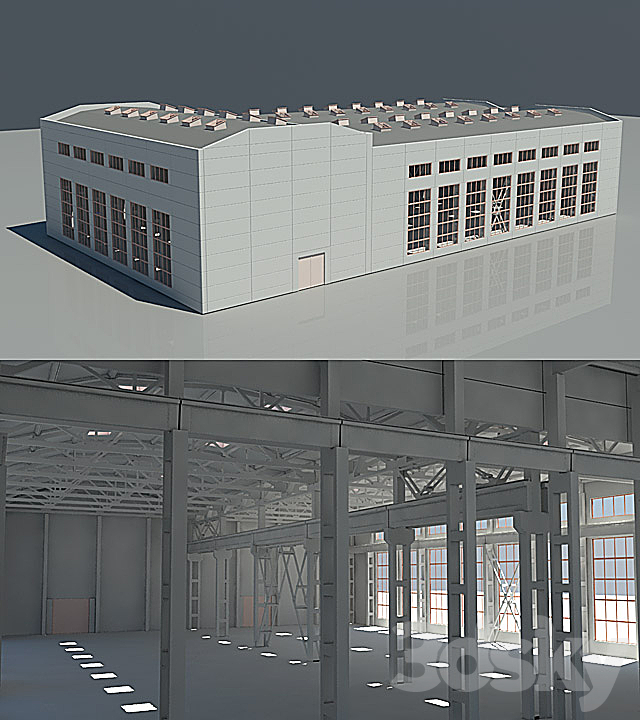 3d Models Building Mnogoproletnoe Industrial Building