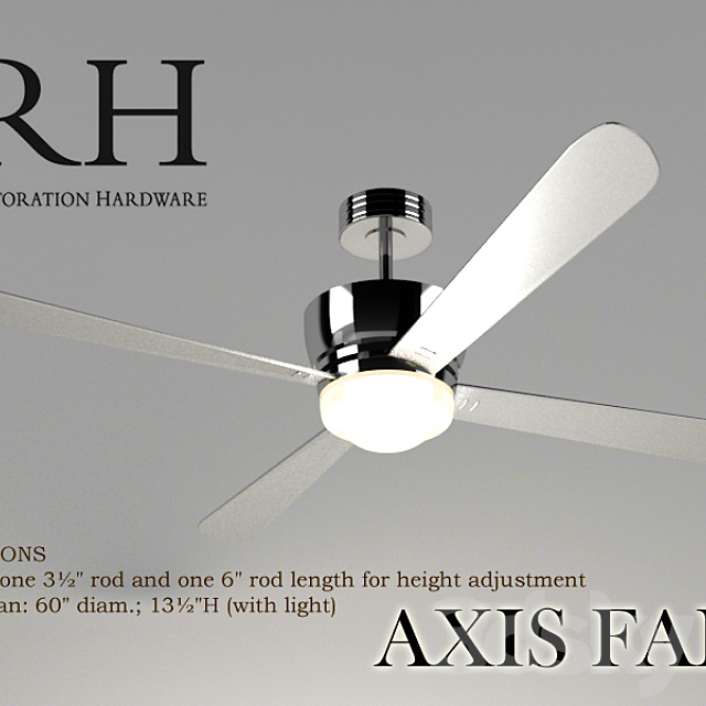 3d models Ceiling lamp Restoration Hardware / Axis Fan