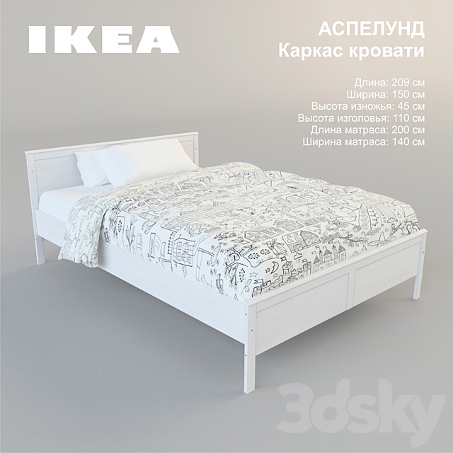 3d Models Bed Ikea Aspelund