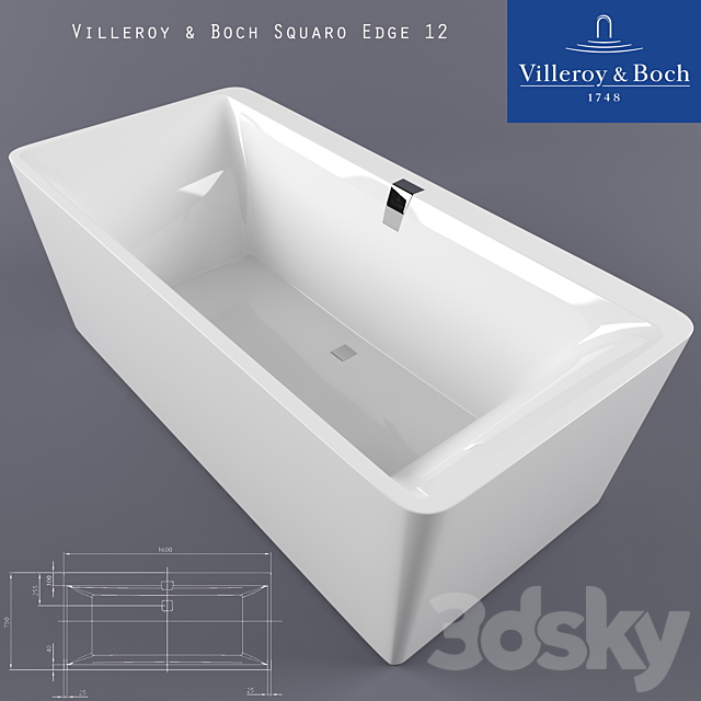 Recensent hoek Kwelling Villeroy&boch squaro edge 12 - Bathtub - 3D Models