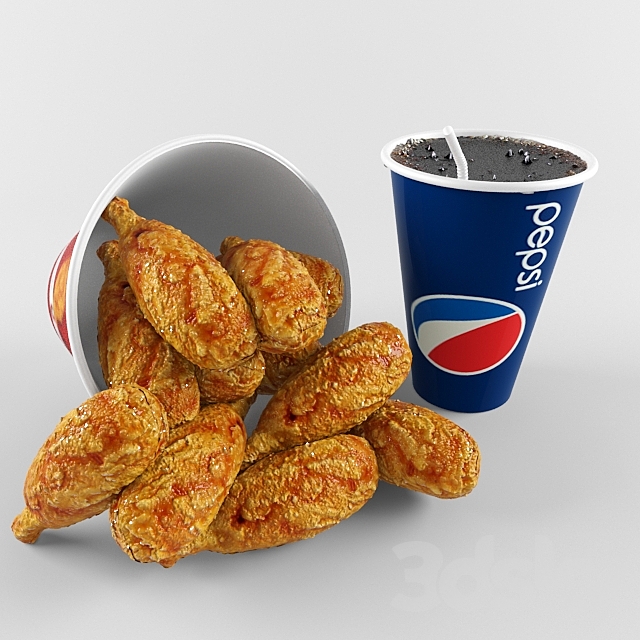 3d Models Food And Drinks Fried Chicken And Pepsi