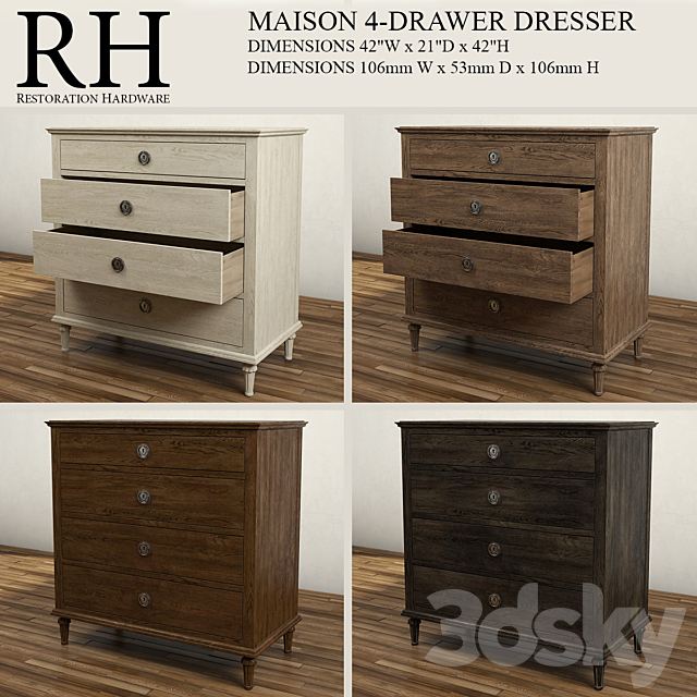 Maison 4 Drawer Dresser Sideboard, Restoration Hardware Maison 5 Drawer Dresser