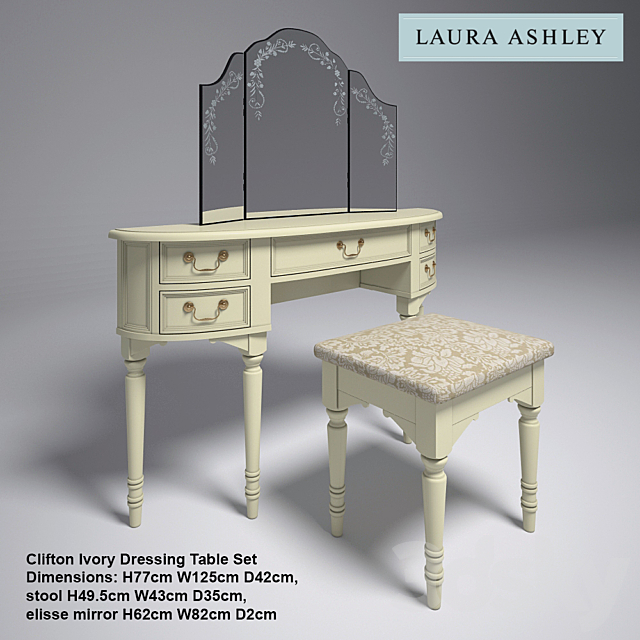 3d Models Other Laura Ashley Clifton Ivory Dressing Table Set
