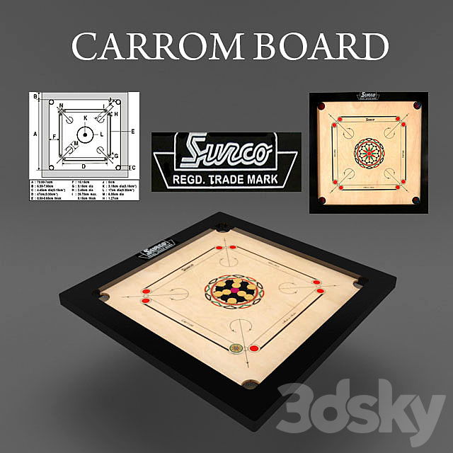 3d Models Sports Carrom Board