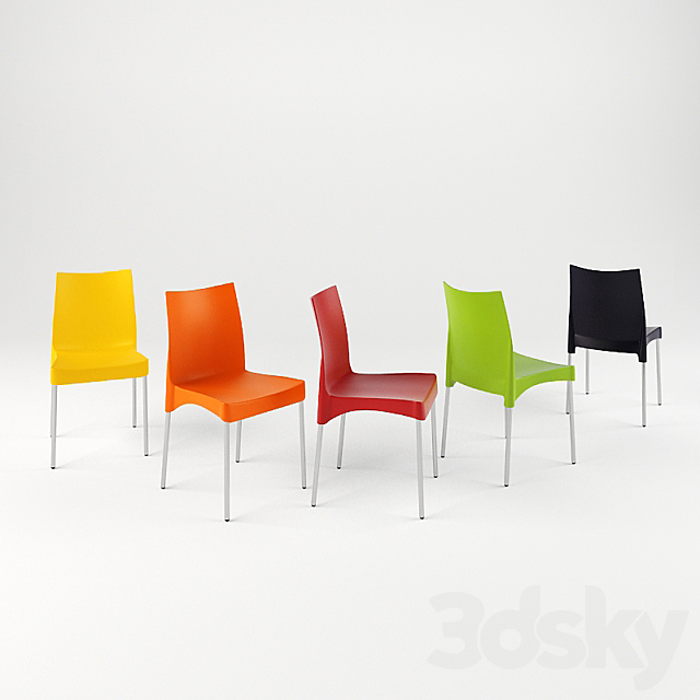 3d models Chair plastic red chair