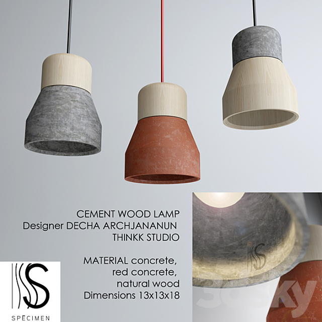 3d Models Pendant Light Cement Wood Lamp