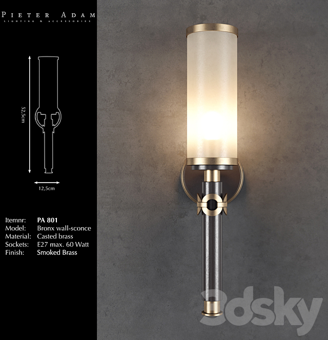3d Models Wall Light Pieter Adam Bronx Wall Sconce Pa 801