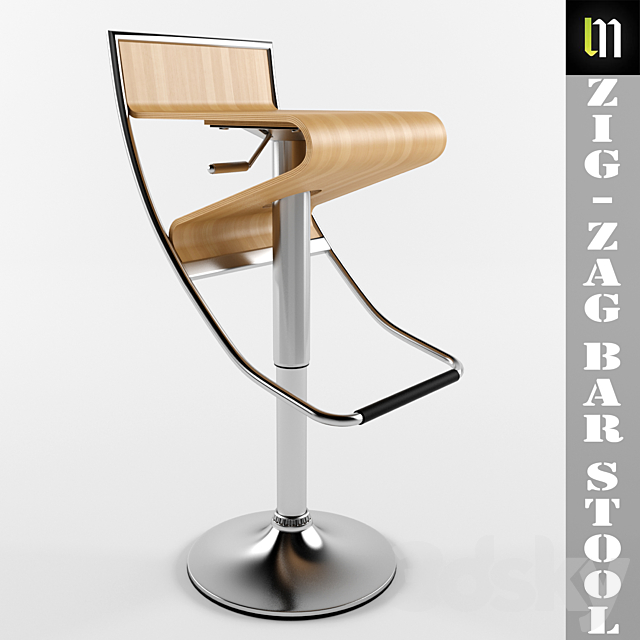 3d Models Chair Zig Zag Bar Stool In, Zig Zag Bar Stool