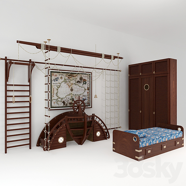3d Models Full Furniture Set Children 39 S Play In A Marine Style Children 39 S Play In A Marine Style, Marine Style Furniture