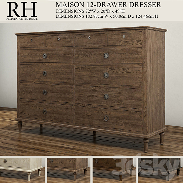 Maison 12 Drawer Dresser Sideboard, Restoration Hardware Maison 9 Drawer Dresser