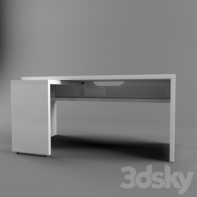 3d Models Table Ikea Malm 151x65 With Pull Out Panel