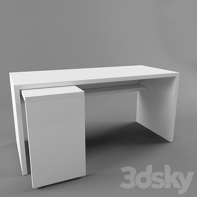 3d Models Table Ikea Malm 151x65 With Pull Out Panel