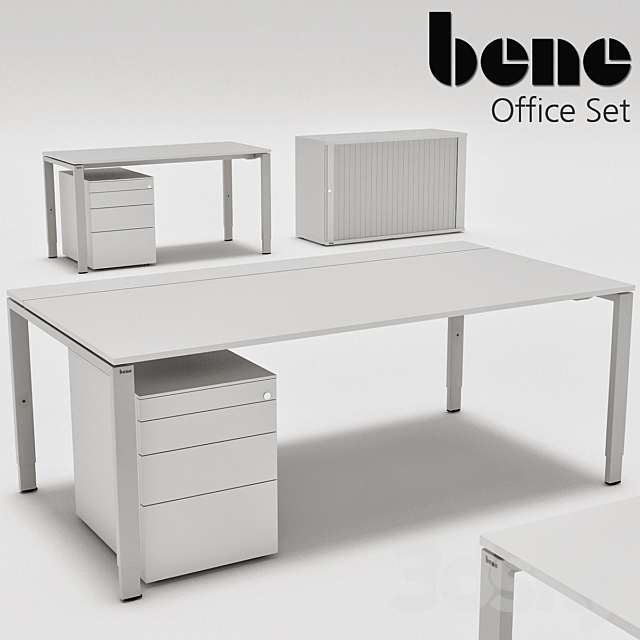 3d Models Office Furniture Bene Office Set Desk And Storage