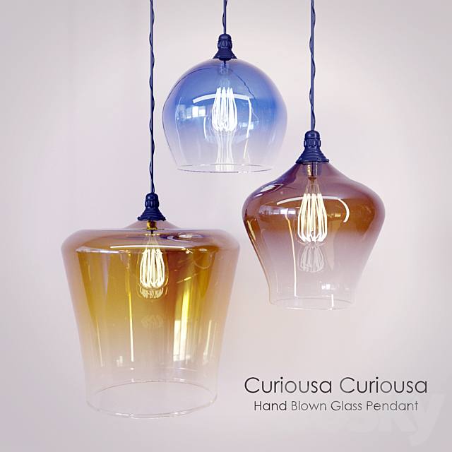 3d Models Ceiling Light Hand Blown Glass Pendant Curiousa