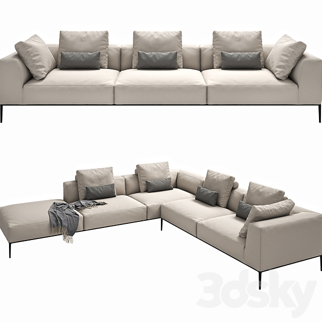 3d models Sofa  B  B  ITALIA  MICHEL EFFE 2 sofas 
