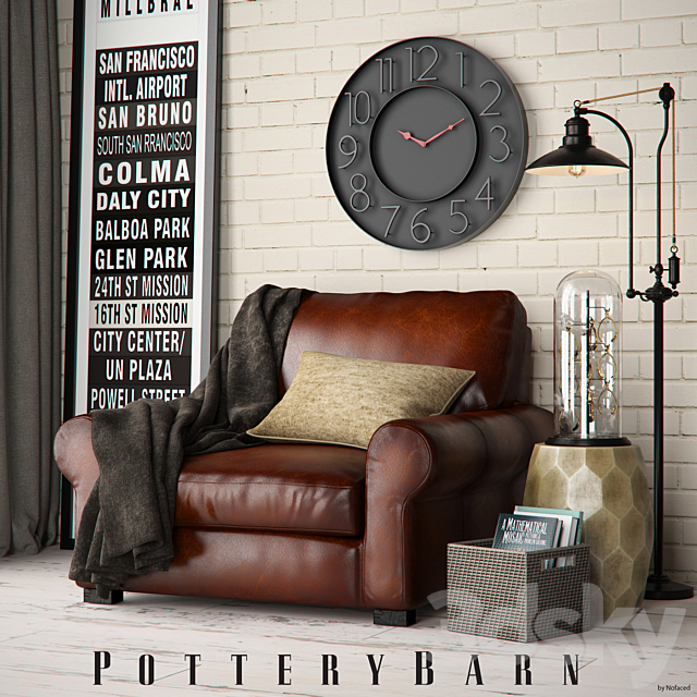 3d Models Other Pottery Barn Turner Roll Armchair Set