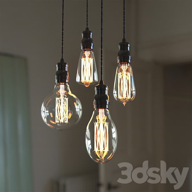 3d Models Chandelier Edison Lamp Bulb Edison