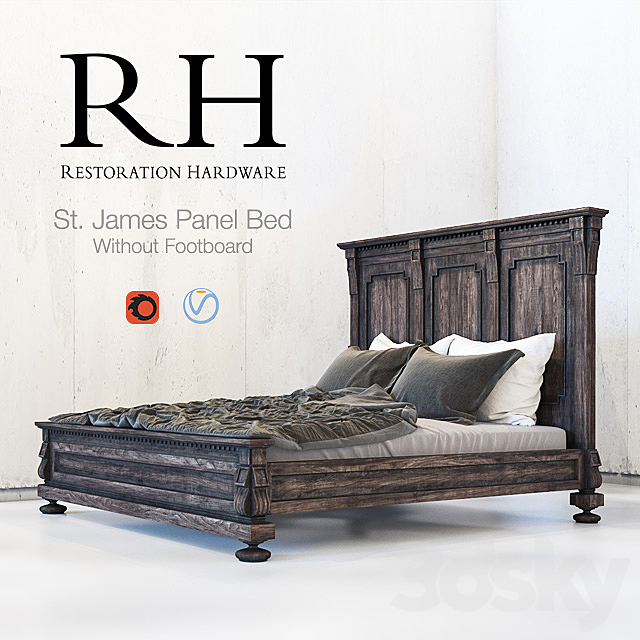 3d Models Bed Restoration Hardware St James Panel Bed Without