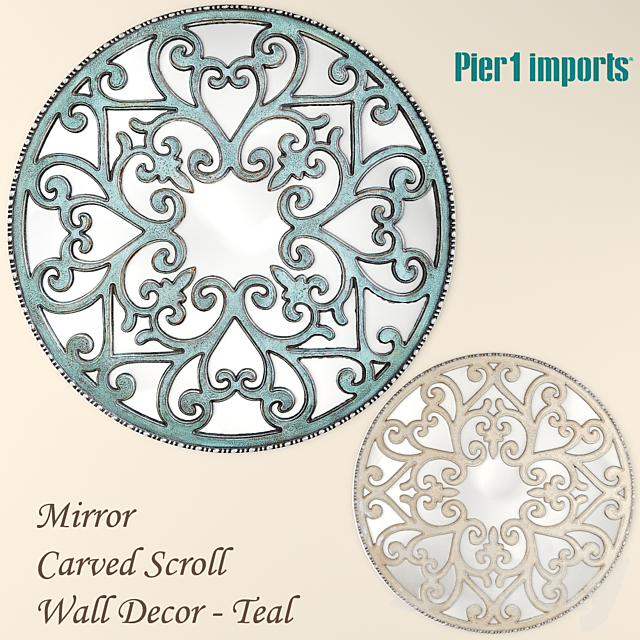 3d Models Mirror Mirror Carved Scroll Wall Decor Teal