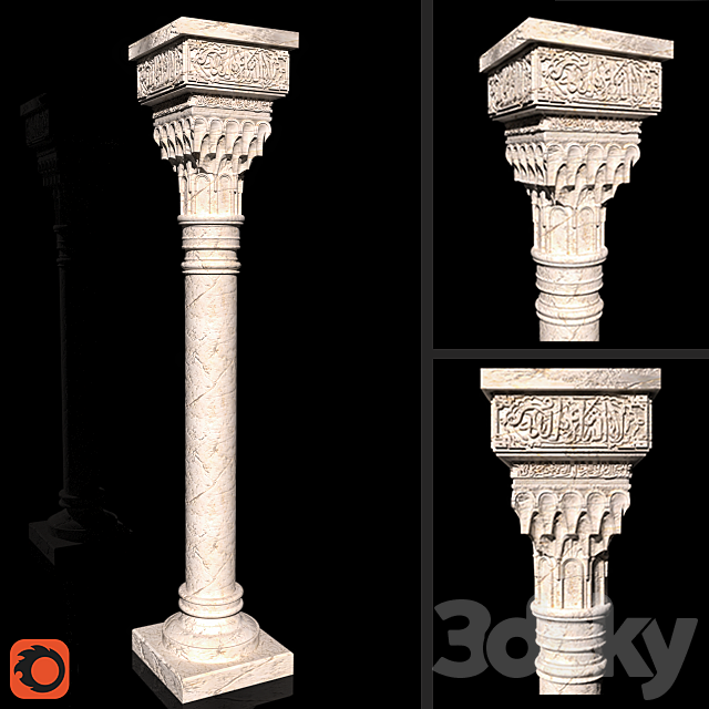 3d Models Decorative Plaster A Column In The Muslim Style