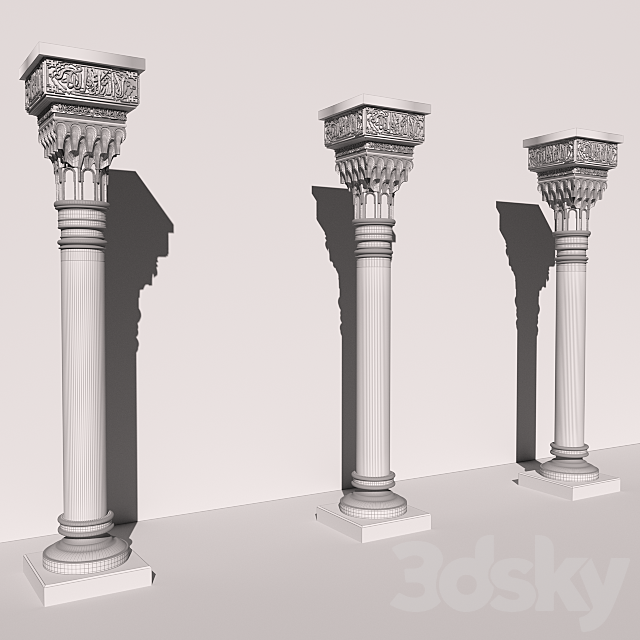 3d Models Decorative Plaster A Column In The Muslim Style