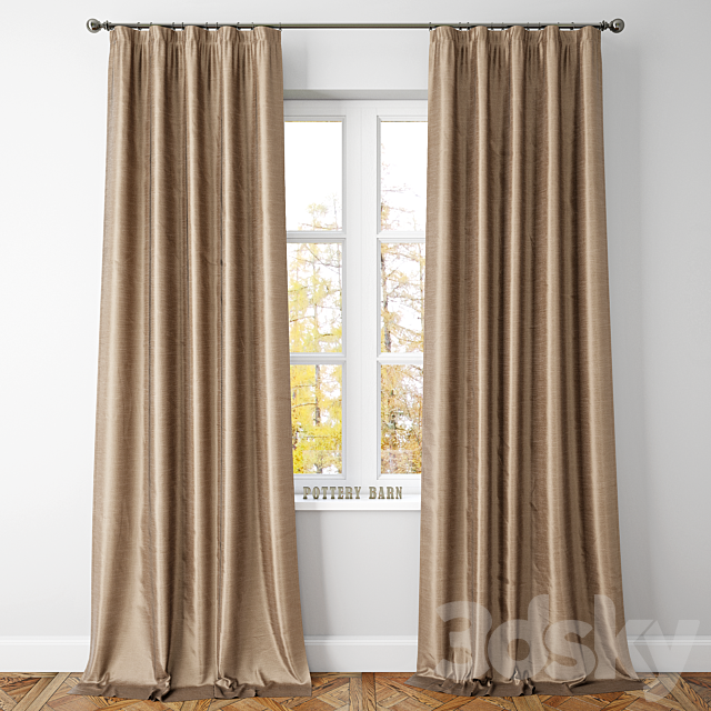 3d Models Curtain Dupioni Silk Drape Pottery Barn