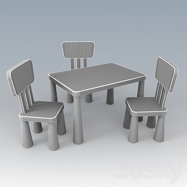 3d Models Table Chair Ikea Children S Furniture Series Of Mammut