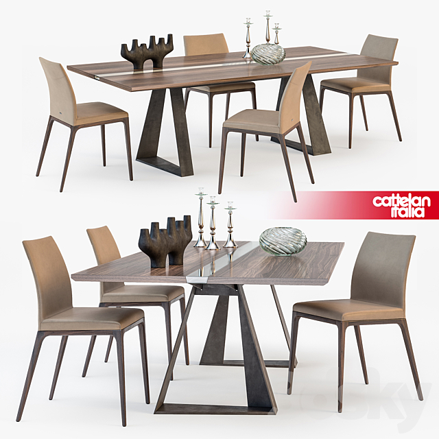 Sattelan Italia RIVER table ARCADIA chair Table + Chair 3D Models