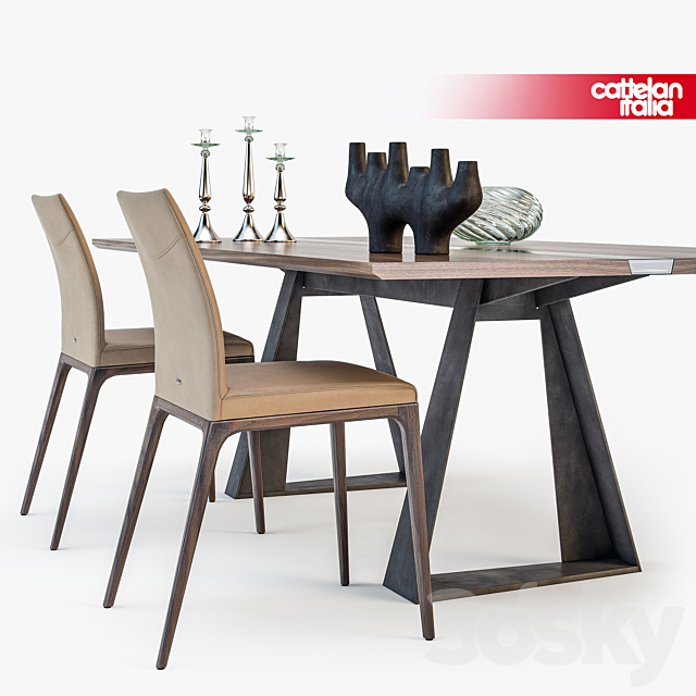 Sattelan Italia RIVER table ARCADIA chair Table + Chair 3D Models