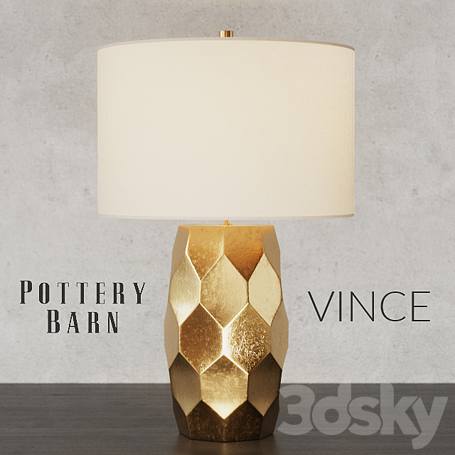 3d Models Table Lamp Pottery Barn Vince Faceted Table Lamp