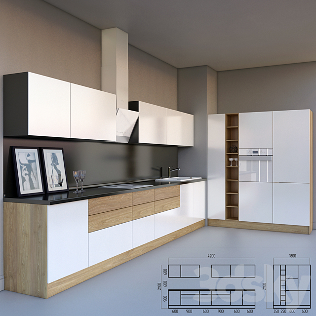 3d Models Kitchen Modern Kitchen With Appliances The light natural colour is a modern walnut variant ideal for living rooms or bedrooms. 3dsky