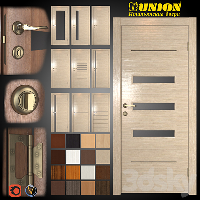 3d Models Doors Union Doors 10 Pcs 16 Colors Collection Alfa