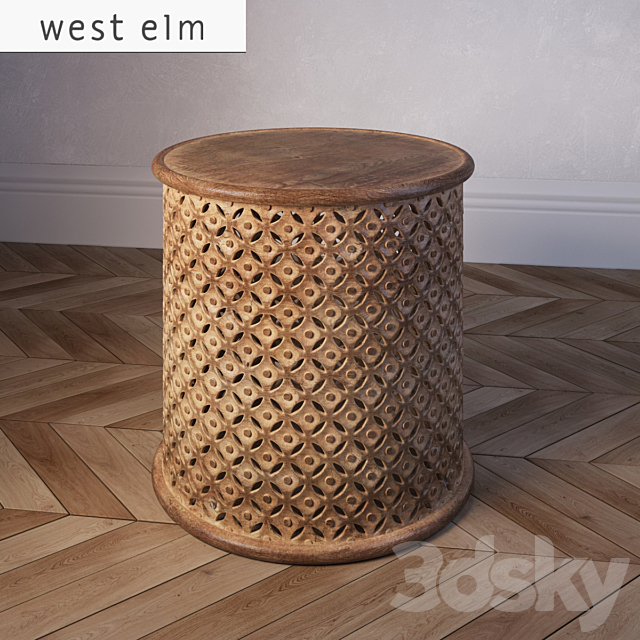 3d Models Table West Elm Carved Wood Side Table