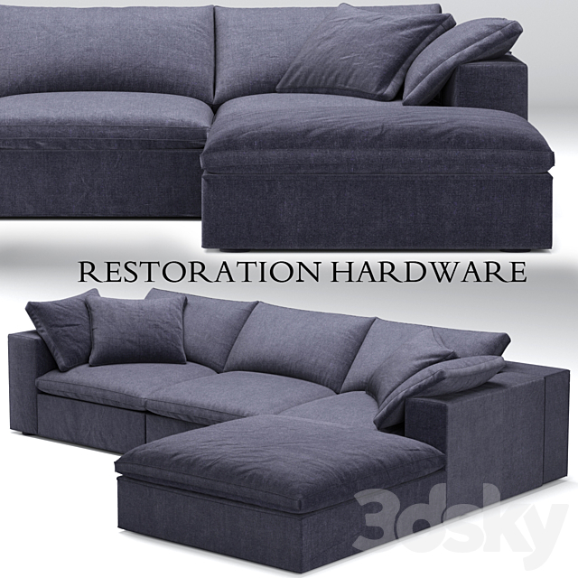 3d Models Sofa Restoration Hardware Cloud Modular Blue Sofa