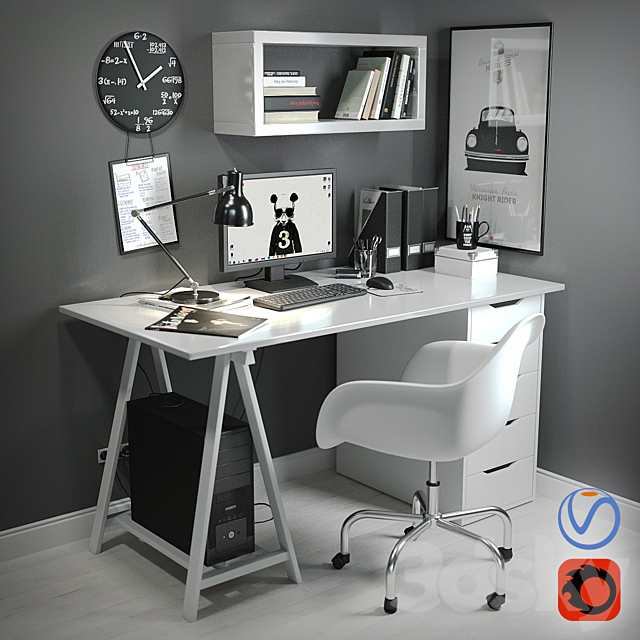3d Models Office Furniture Desk In The Scandinavian Style 3d Models Office Furniture Desk In