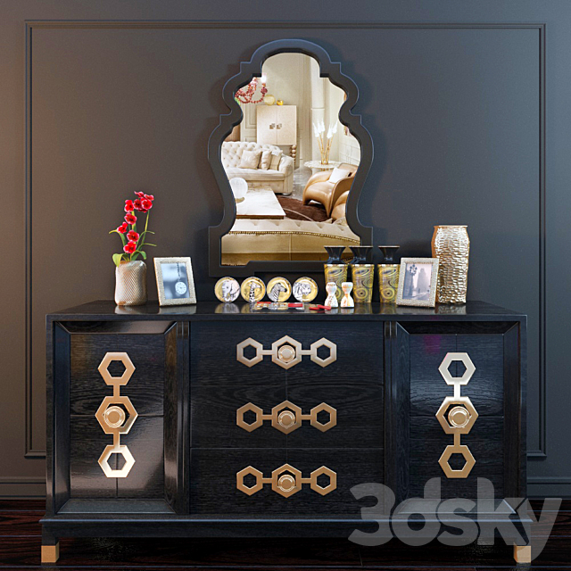 3d Models Sideboard Chest Of Drawer Decorative Set Wich
