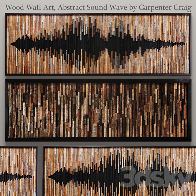 3d Models Frame Wood Wall Art Abstract Sound Wave