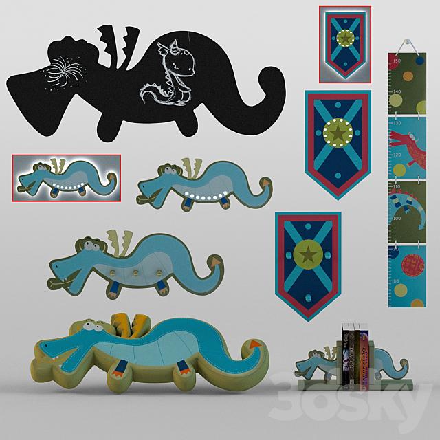 3d models: Miscellaneous - For young fans of dragons set of room decoration