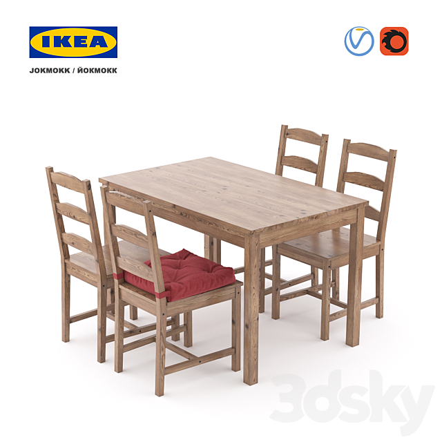 3d Models Table Chair Ikea Jokmokk Jokkmokk