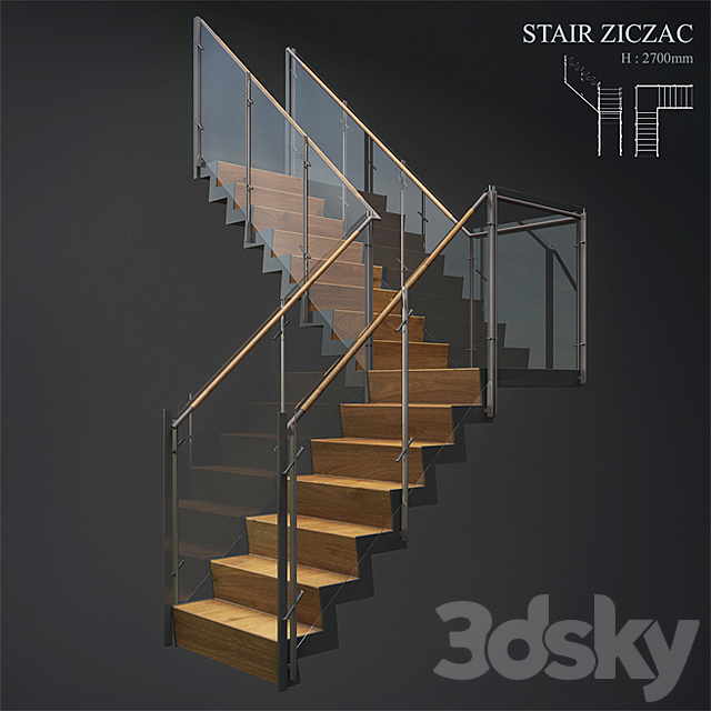 3d Models Staircase Stair Ziczac