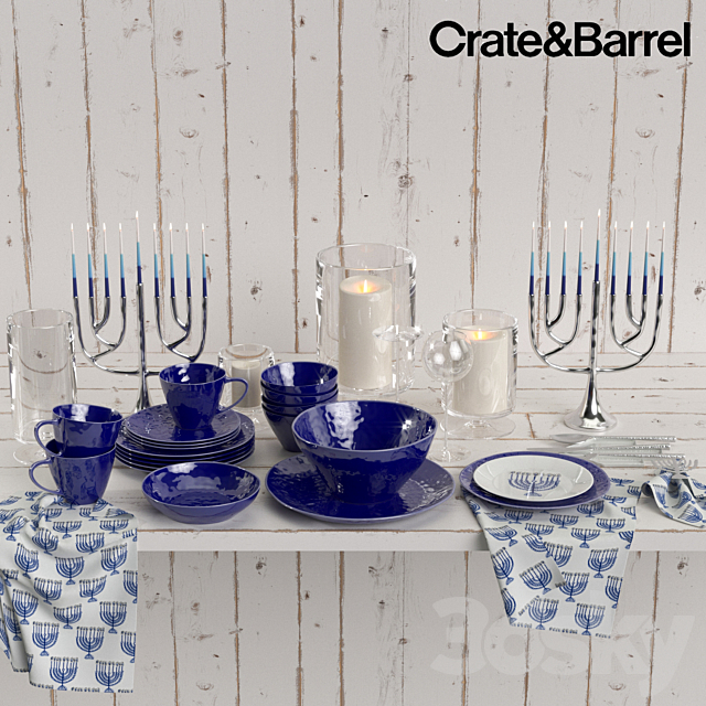 3d Models Tableware Crate Barrel Hanukkah Set